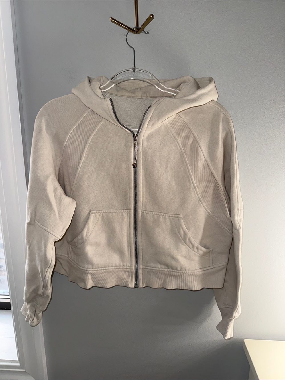lululemon athletica Cream Zip Front Bomber Hoodie